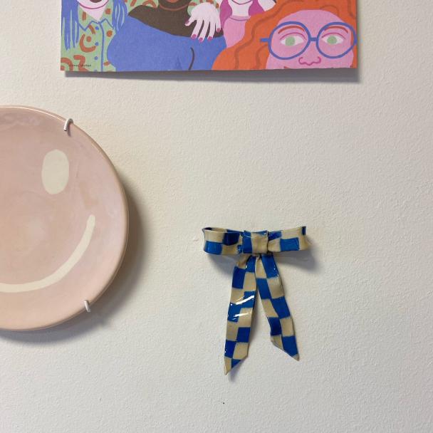 mini strikje geblokt blauw